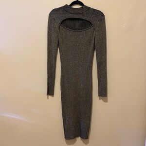 Say What? Metallic Long Sleeve Dress